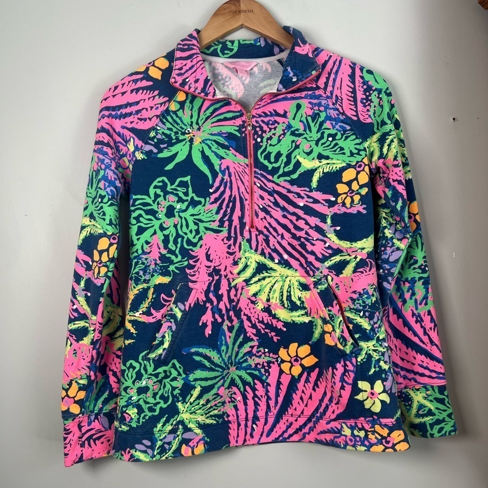 Lilly Pulitzer Women's Size XS Indigo All A Glow Skipper Popover Half Zip Top